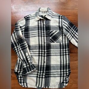 Ralph Lauren Denim Supply RL Boyfriend Womens Button Down Shirt Black/White M